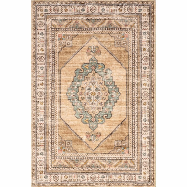 Hollyn Vintage Medallion Machine Washable Area Rug 4ft X 6ft